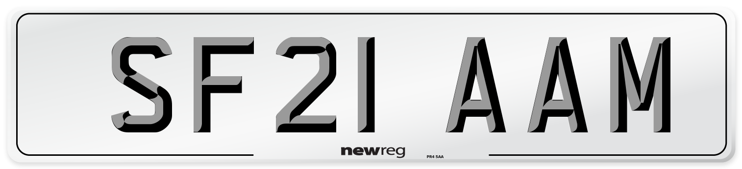 SF21 AAM Number Plate from New Reg